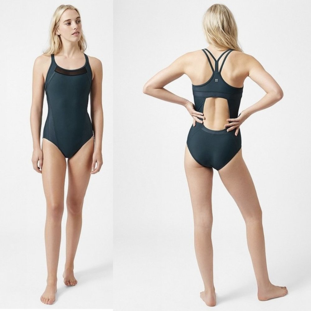 Sweaty Betty | Dolphin Swimsuit in Teal Blue Green Sz. M